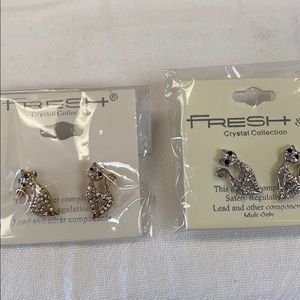 Rhinestone Cat Earrings
